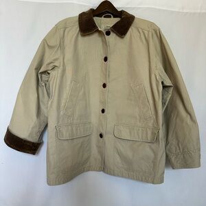 L.L. Bean Canvas Barn Field Chore Coat Jacket Tan Corduroy Collar XLP